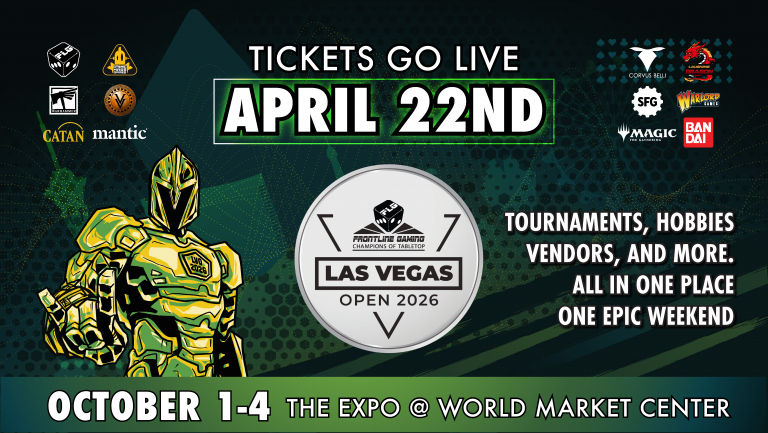 Promotional poster for Las Vegas Open 2026 announcing ticket release on April 22 and expo dates October 1–4 at The Expo @ World Market Center; includes tournaments and vendors.