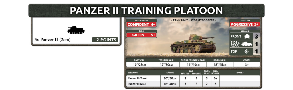 Flames of War Panzer II tank stats