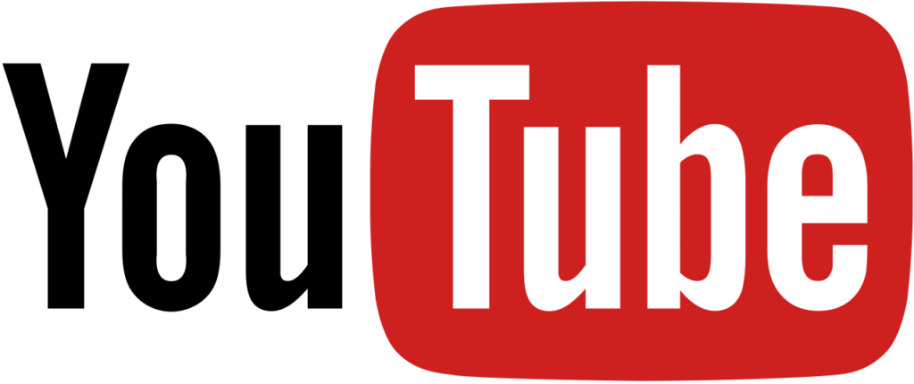 YouTube logo: white wordmark on a red rounded square background