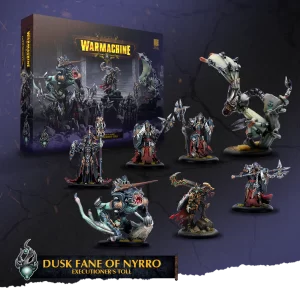 Boxed set 'Dusk Fane of Nyrro: Executioner’s Toll' with eight detailed painted miniatures surrounding the box.