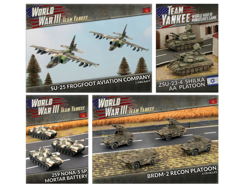 World War III Team Yankee collage featuring SU-25 Frogfoot aircraft and camouflaged jets with trees in the background