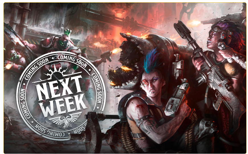 Screenshot 20260727 081604 Frontline Gaming Teaser artwork of a futuristic battle with rugged soldiers and a large NEXT WEEK banner signaling an upcoming release