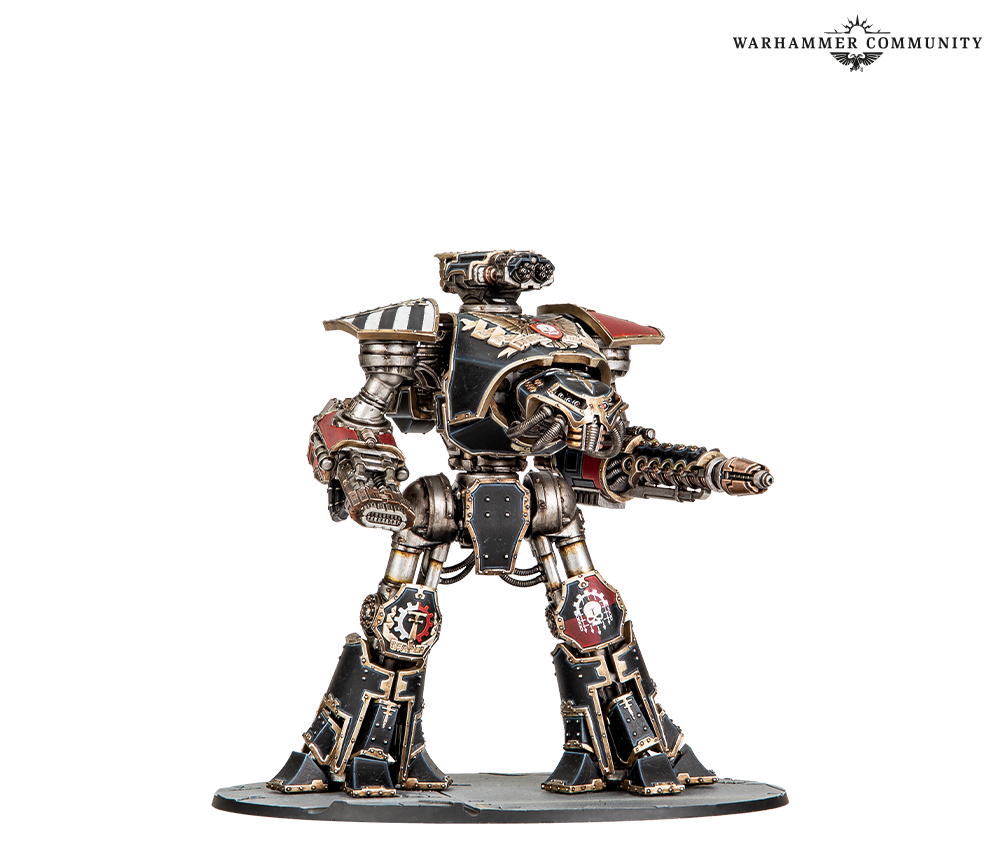 image Frontline Gaming Painted Warhammer 40k metallic combat walker miniature on a round base pointing forward
