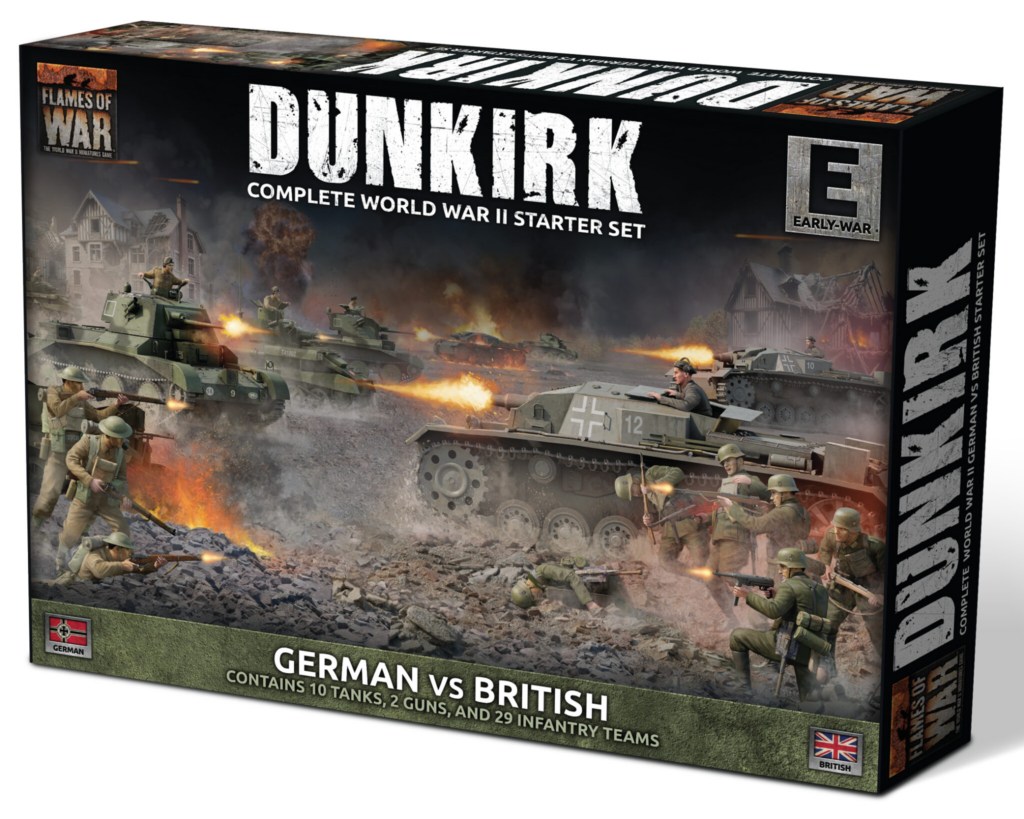 Box cover for Dunkirk: Complete World War II Starter Set with tanks and soldiers in battle scene
