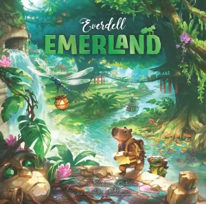 Fantasy forest themed cover with large bright green letters spelling Emerland set among lush vines trees and whimsical creatures in a vibrant jungle scene