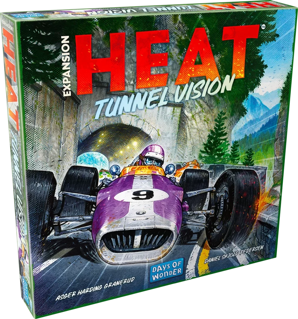 72xx13HTEXT23Dboxleften Frontline Gaming Box cover of the racing game HEAT Tunnel Vision featuring a purple race car speeding through a tunnel with mountains in the background