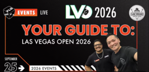 Promotional banner for Las Vegas Open 2026 featuring two smiling men posing for a selfie with bold YOUR GUIDE TO LAS VEGAS OPEN 2026 text and LV 2026 logo