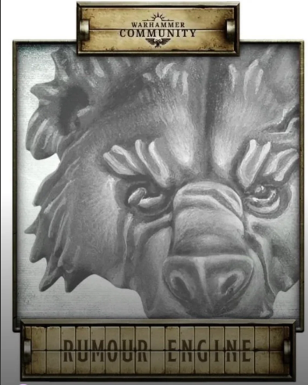 image Frontline Gaming Close up grayscale illustration of a boars head from a Warhammer Rumour Engine card with