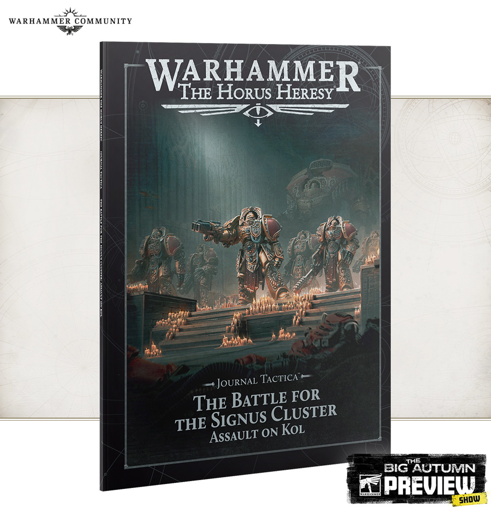 Cover of Warhammer The Horus Heresy journal The Battle for the Signus Cluster Assault on Kol with Space Marines on a candlelit staircase