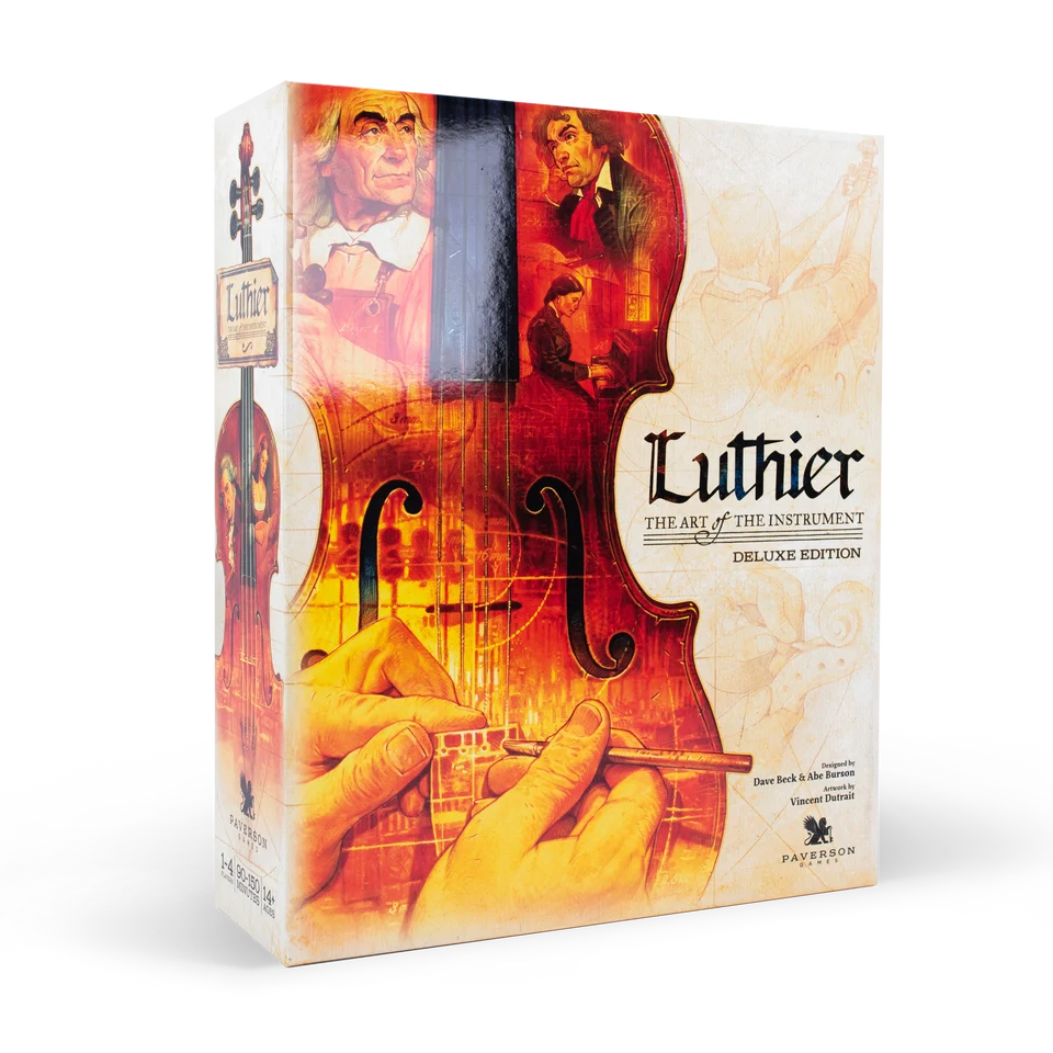 LuthierDELUXE1 Frontline Gaming Deluxe edition box set titled Luthier The Art of the Instrument featuring hands carving a violin on the cover